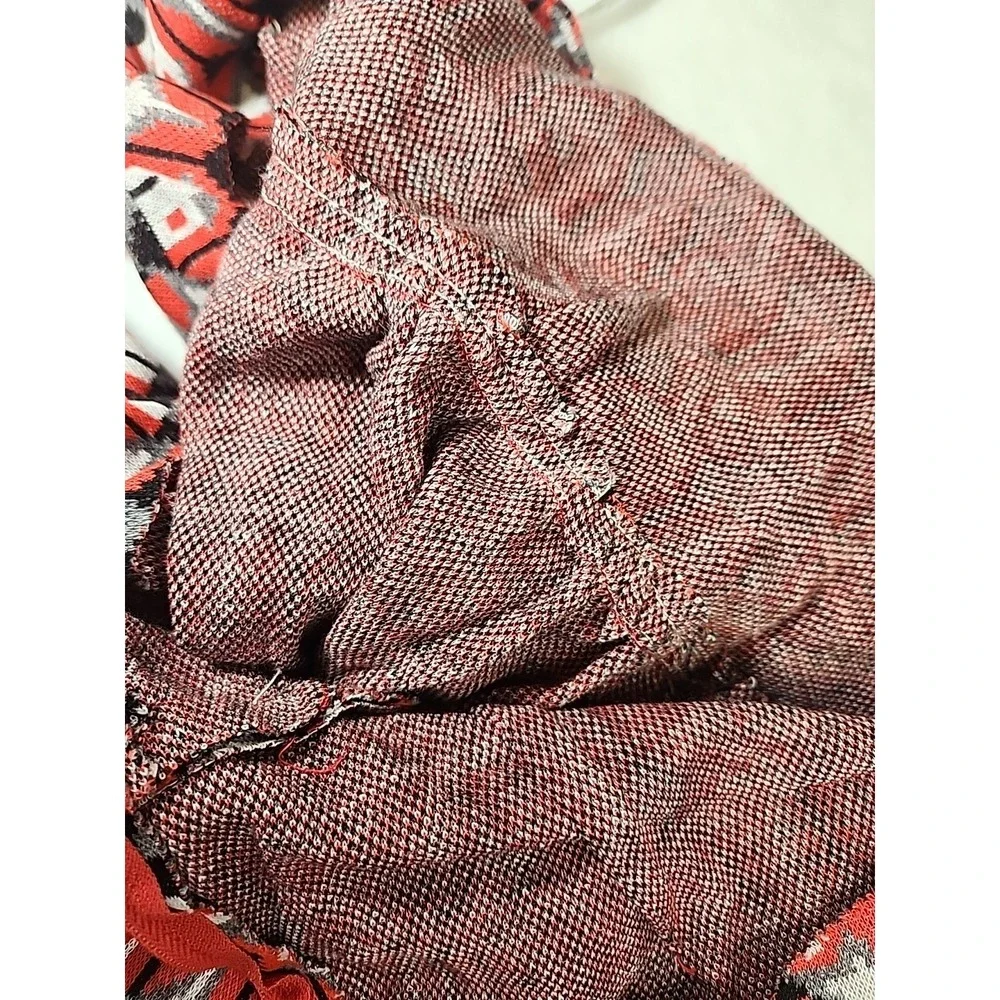 Vintage MOTHERHOOD Knit House Print Red Maternity Maxi‎ Dress SIZE M Acrylic